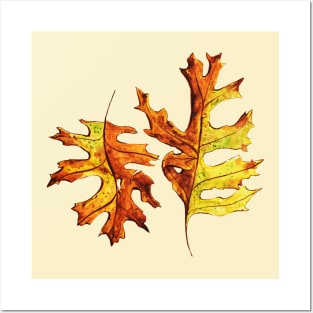 Ink And Watercolor Dancing Autumn Leaves Posters and Art